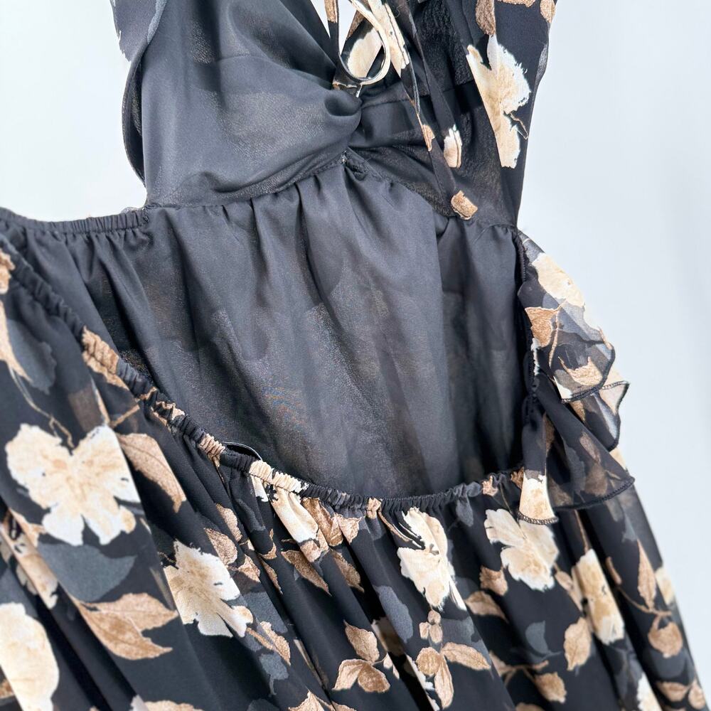 Petal & Pup Lucah Dress Size Large Frill Floral Maxi Wedding Formal Cocktail Blk - Picture 13 of 16